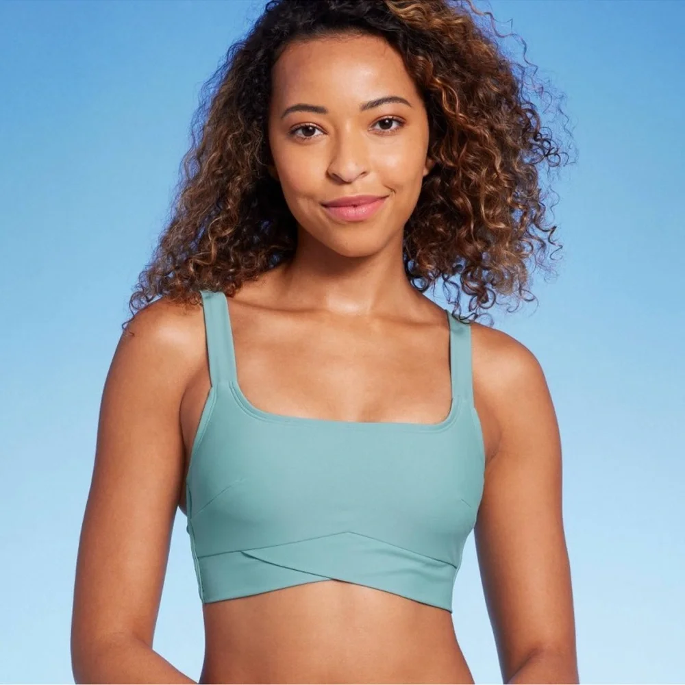 Women's Longline Square Neck Bralette Bikini
Top - Shade & Shore Green M - Picture 1 of 6